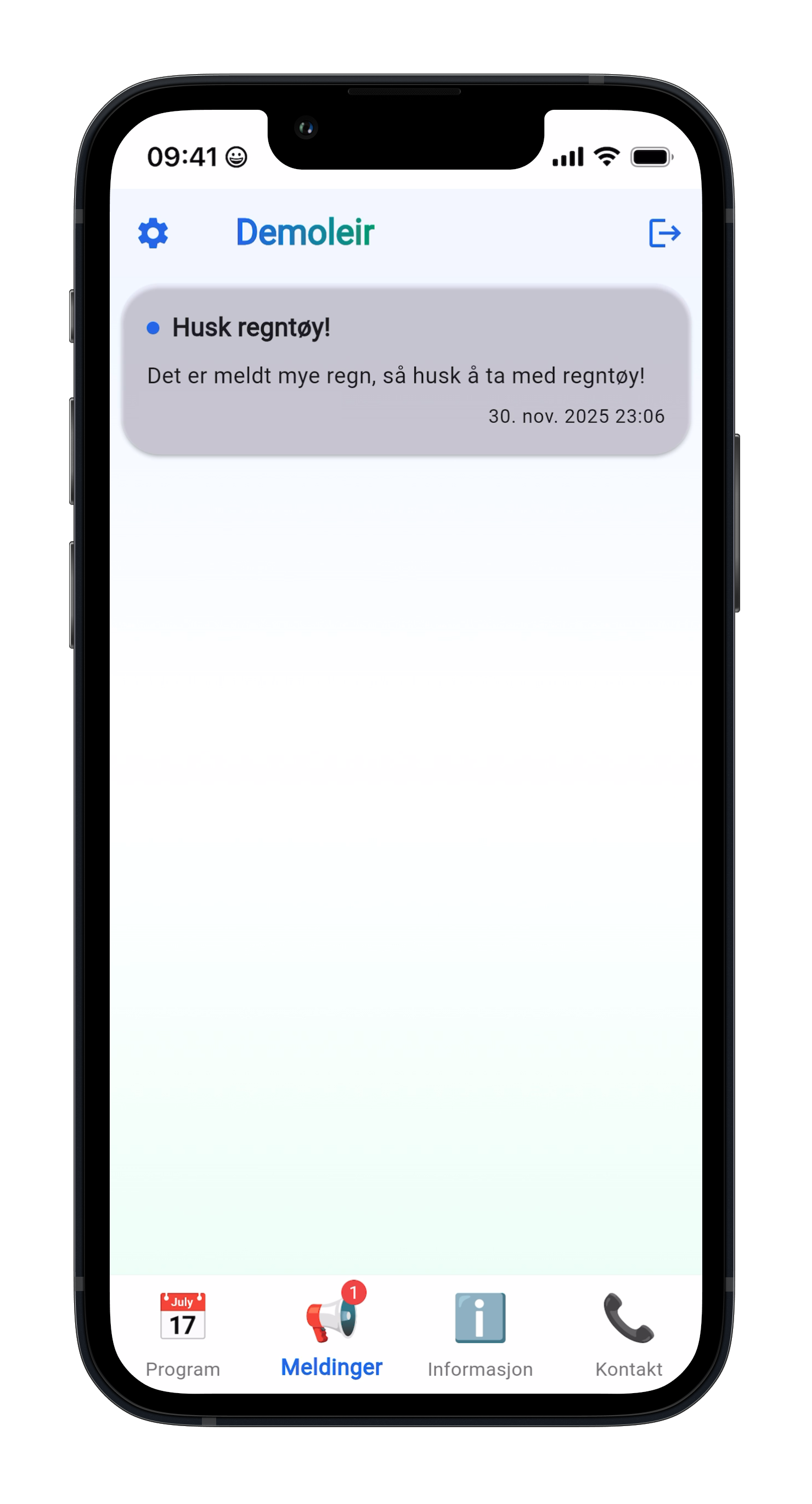 Leirinfo app - meldinger